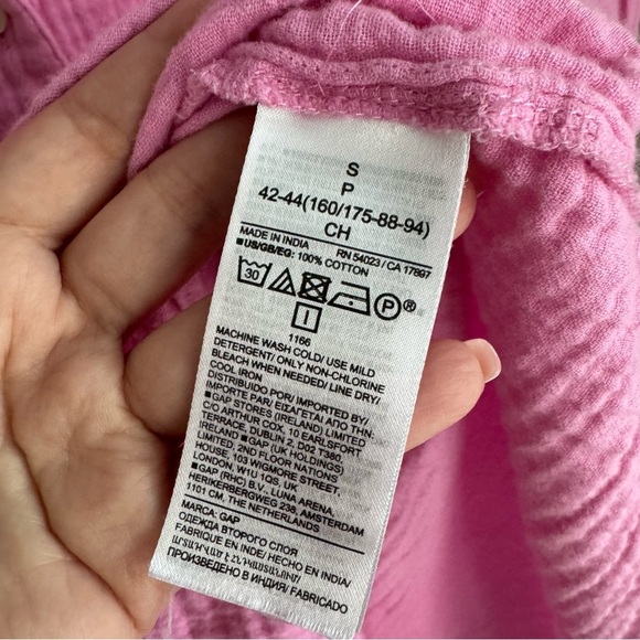GAP Pink 100% Gauze Cotton Long Sleeve Big Shirt Size Small - Picture 8 of 8